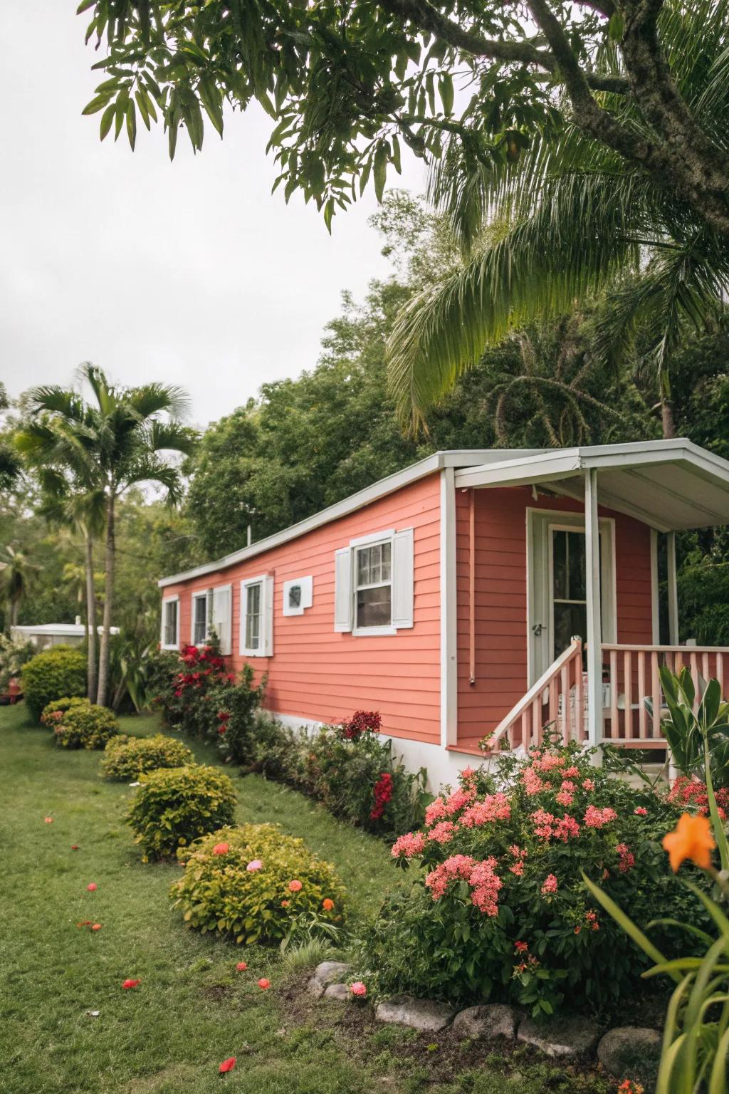 Dynamic coral creates a bold statement with lively energy.