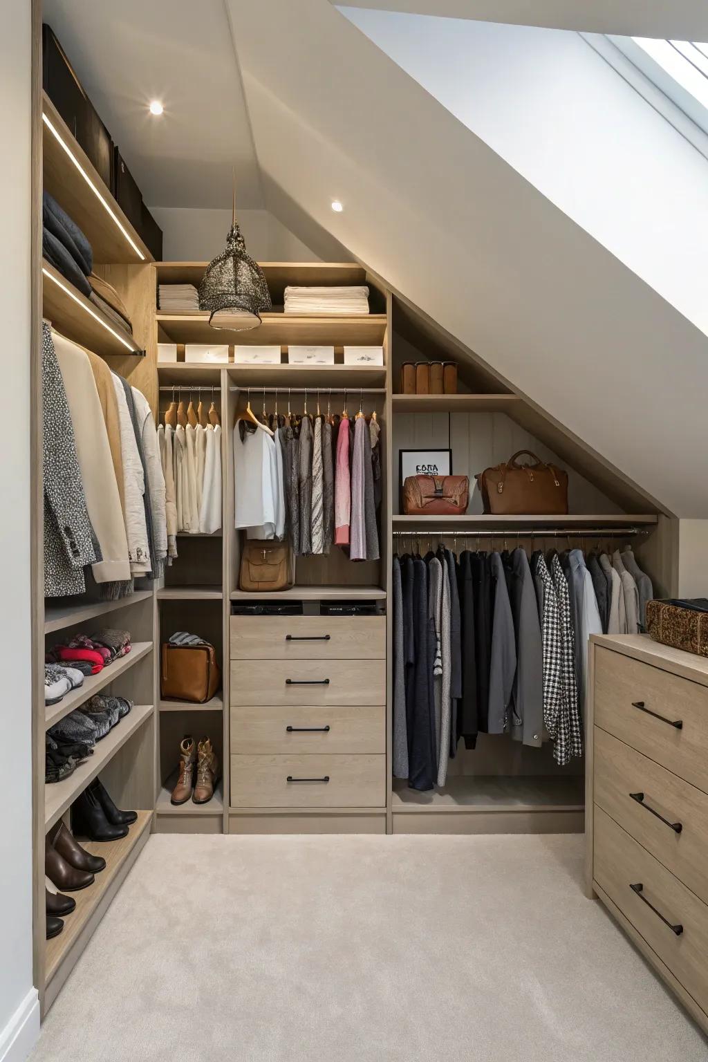 Multi-level storage helps in the categorization and organization process of your closet space.
