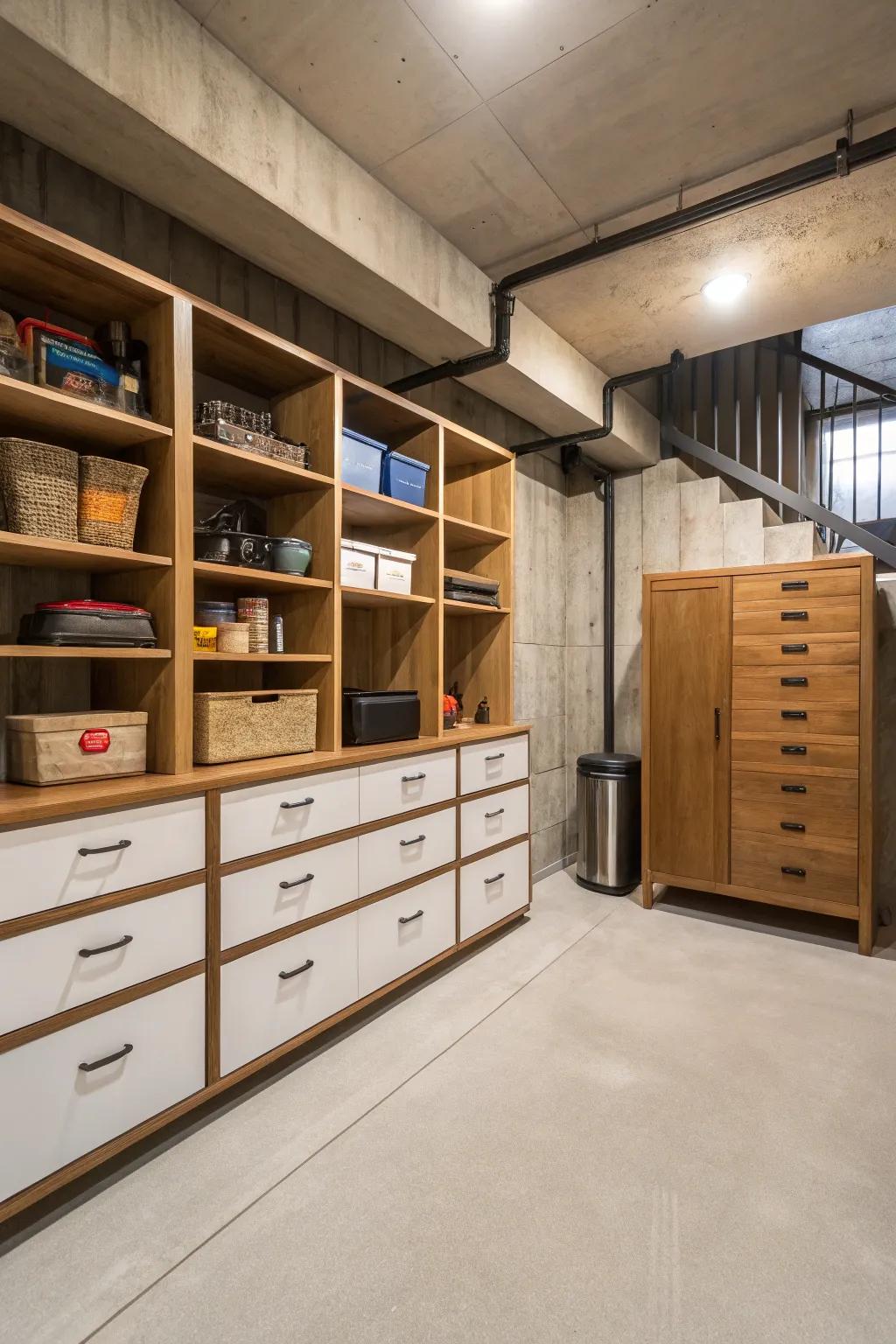 Built-in storage solutions use every inch of space.
