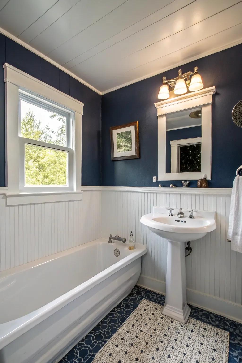 Navy blue cultivates a bold and classic appearance.
