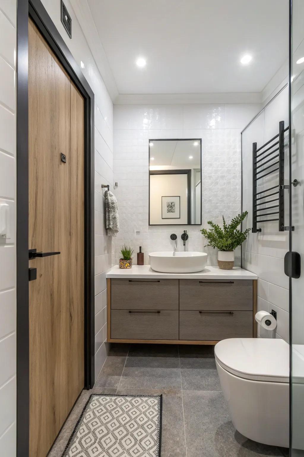 Flush doors maintain a clean, streamlined presence.