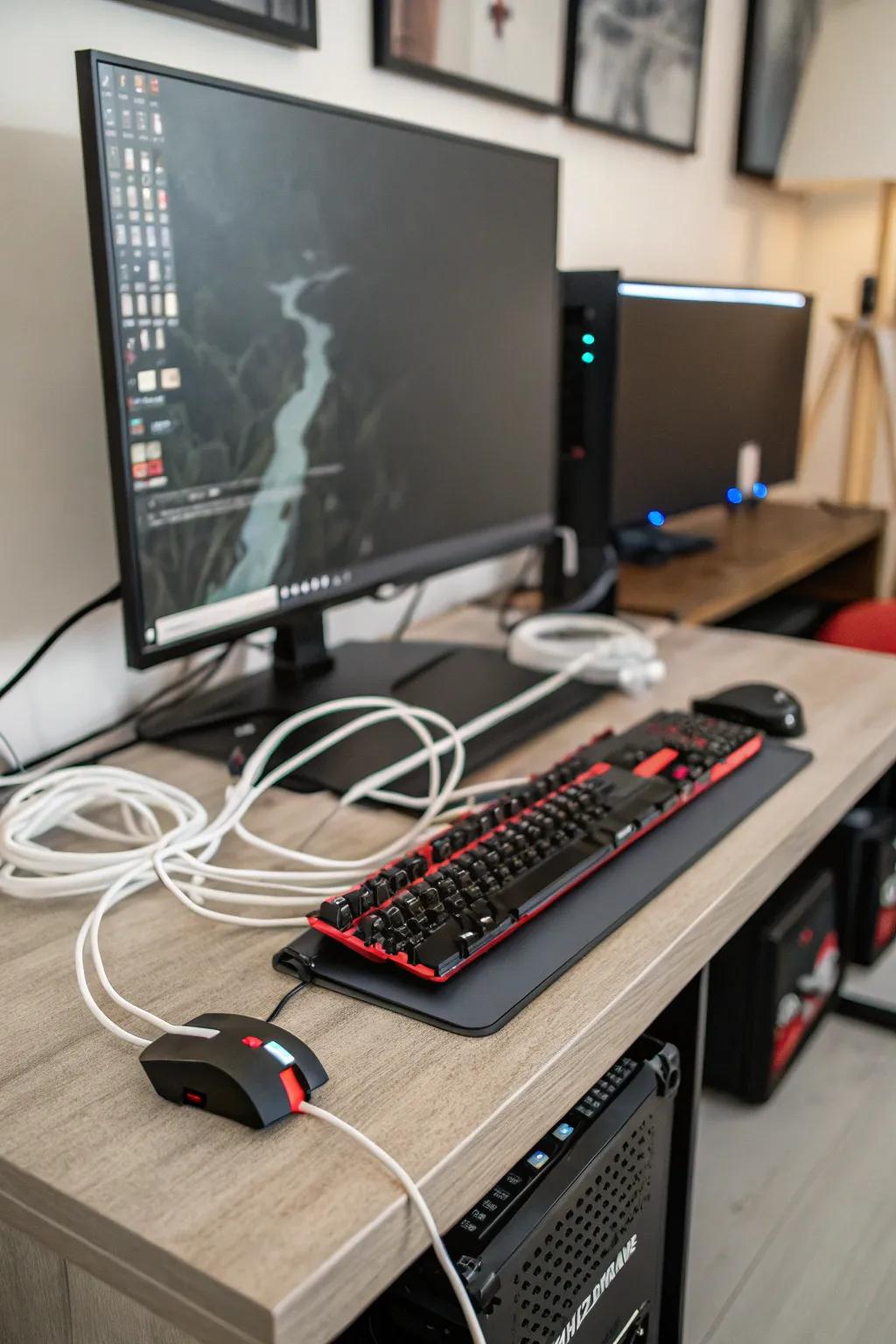 Managing cords well makes your gaming setup look clean and organized.