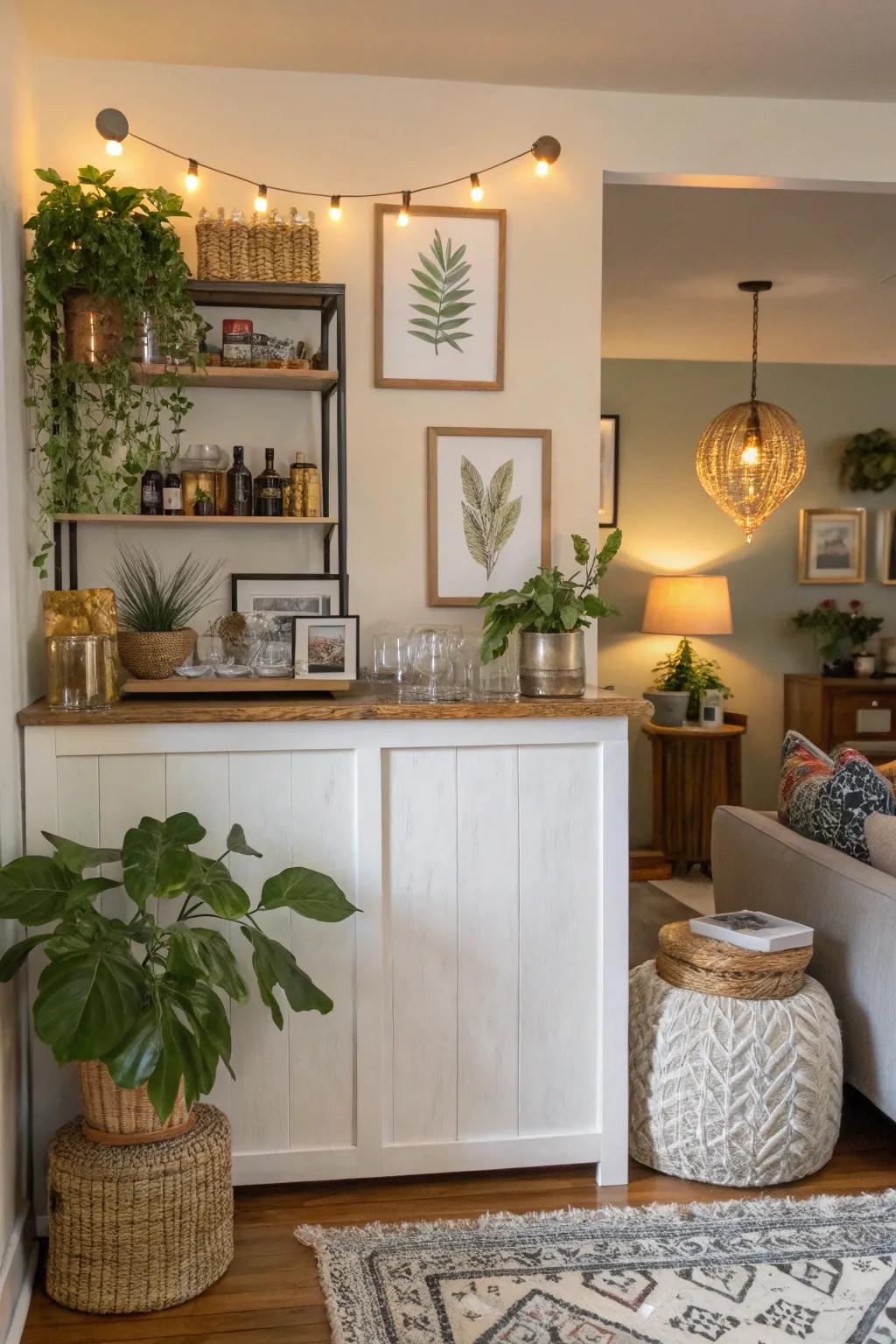 Personal touches transform your dry bar into a unique space.