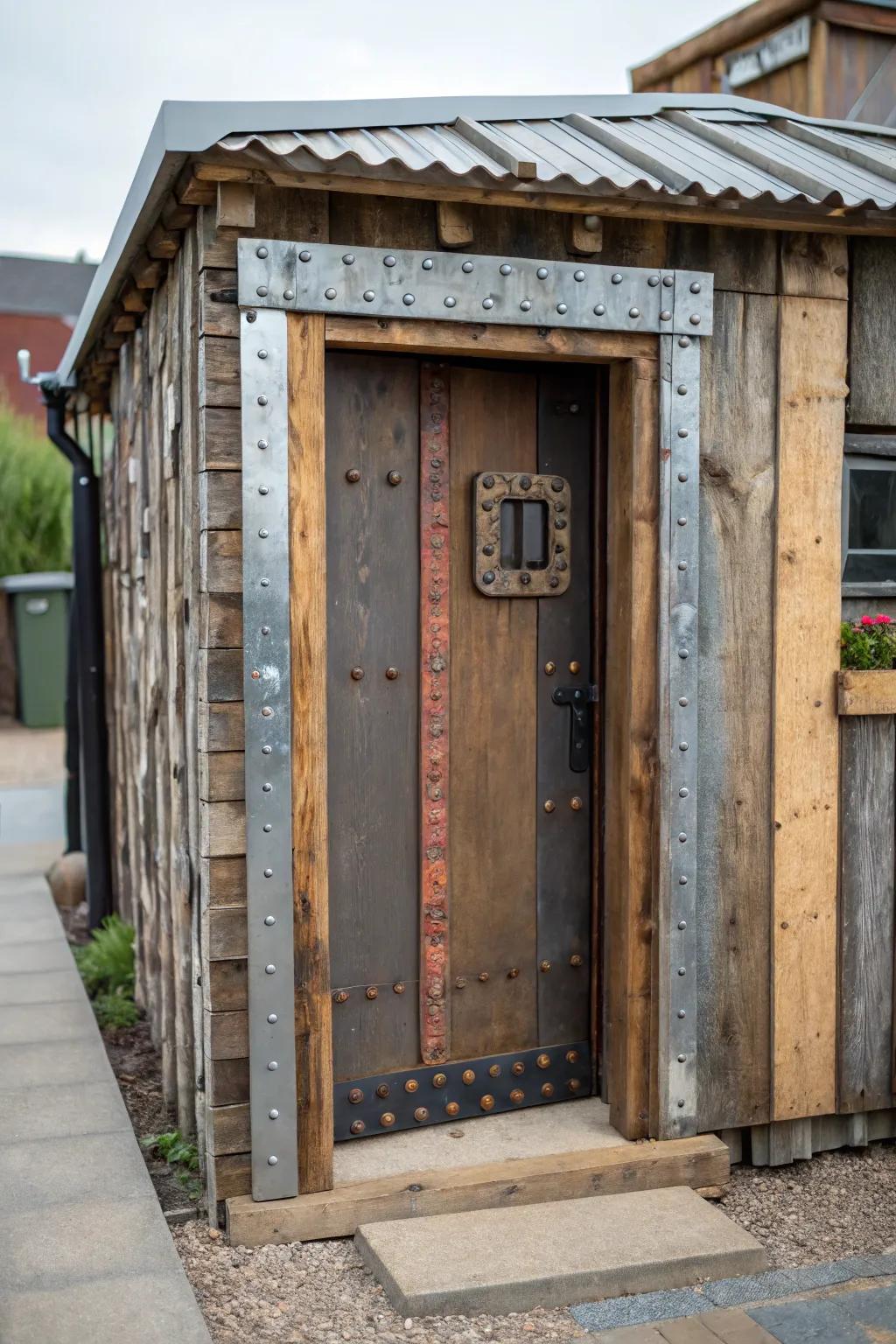 Unusual materials create a unique and eye-catching entrance.