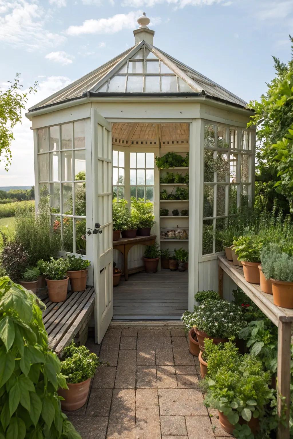 Nurture your green thumb in a gazebo greenhouse.