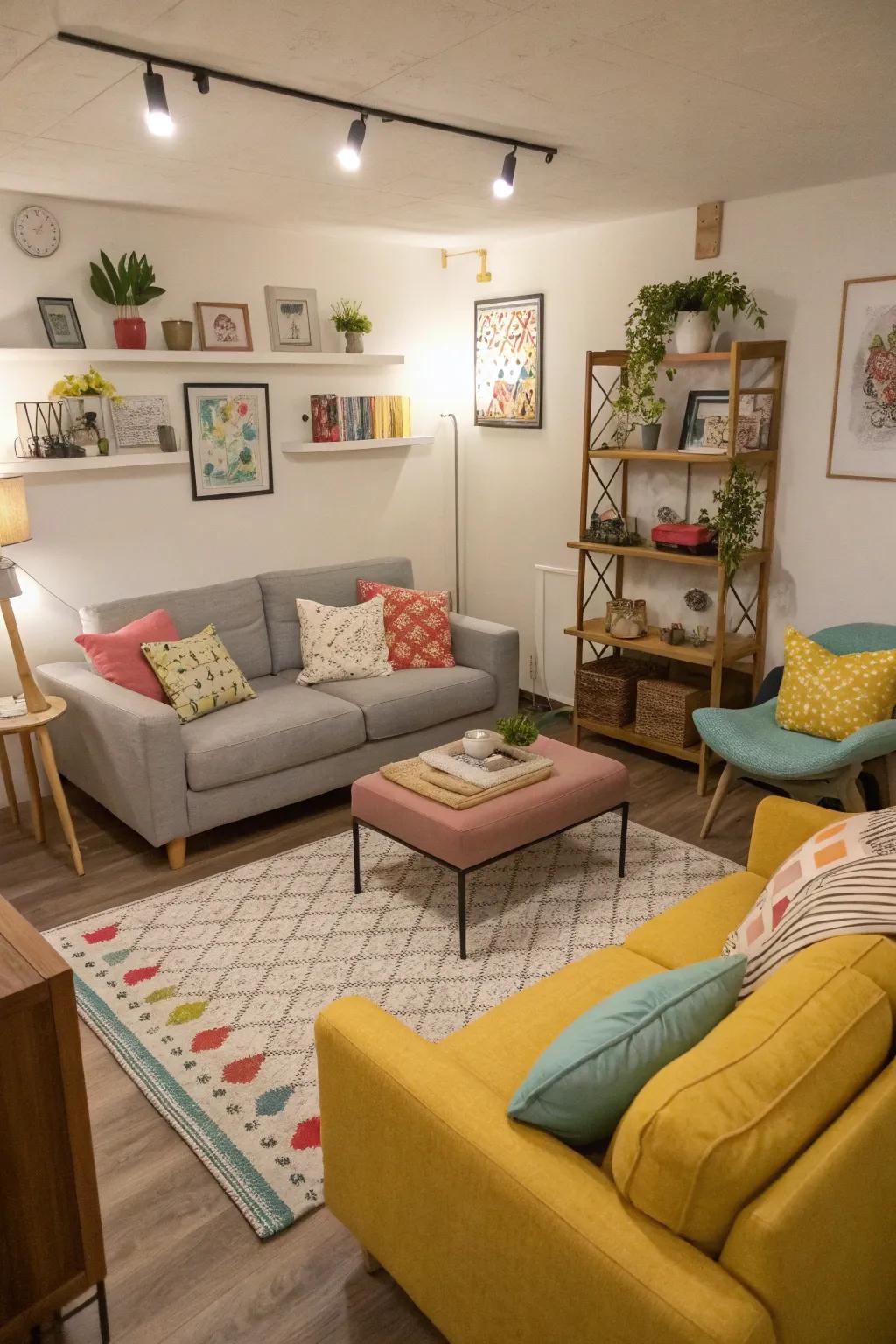 Flexibility is provided through modular furniture in small spaces.
