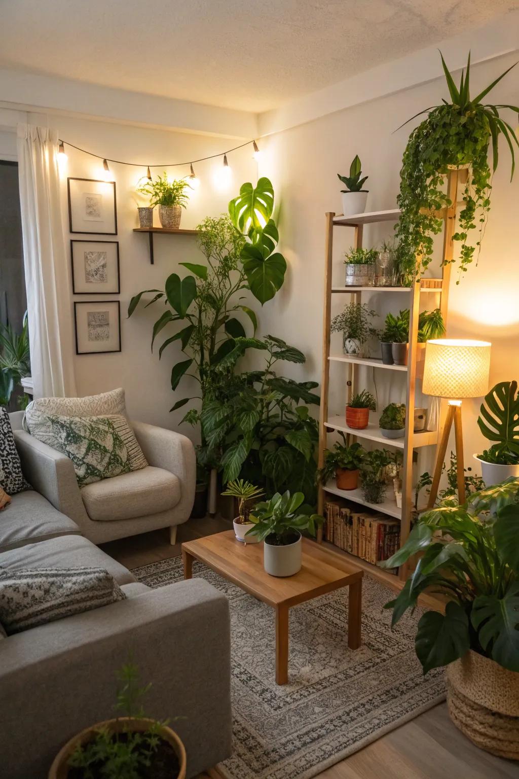 Flora contributes tranquility and vitality to any small space.