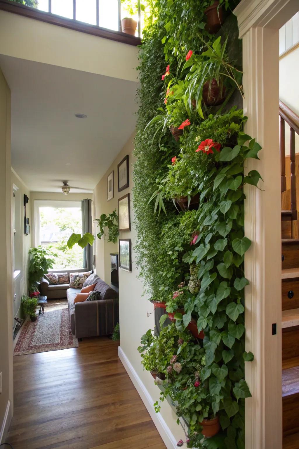 Vertical gardens bring nature into small living areas.