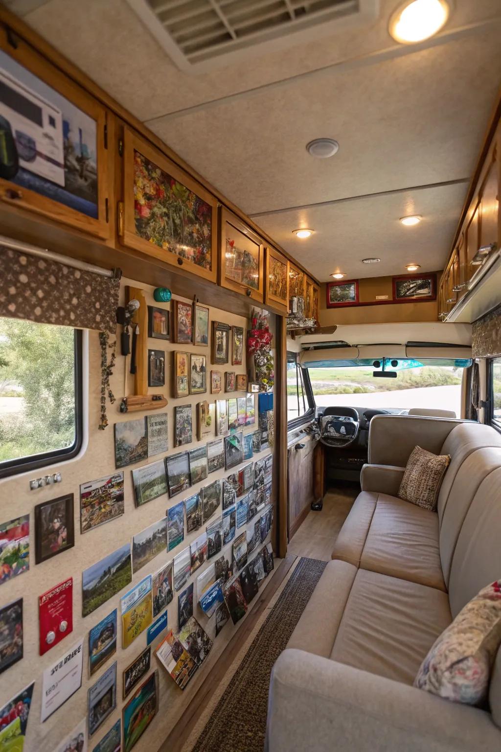 Travel souvenirs and personal memories make your RV decor personal and meaningful.