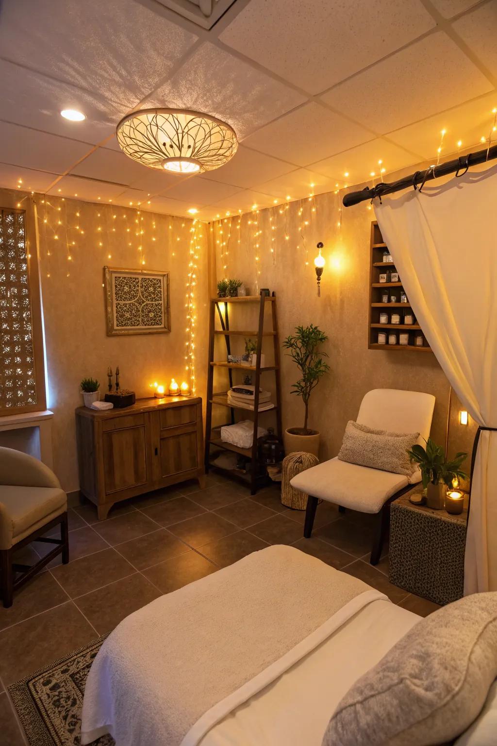 LED mood illumination that customizes the salon's ambiance.