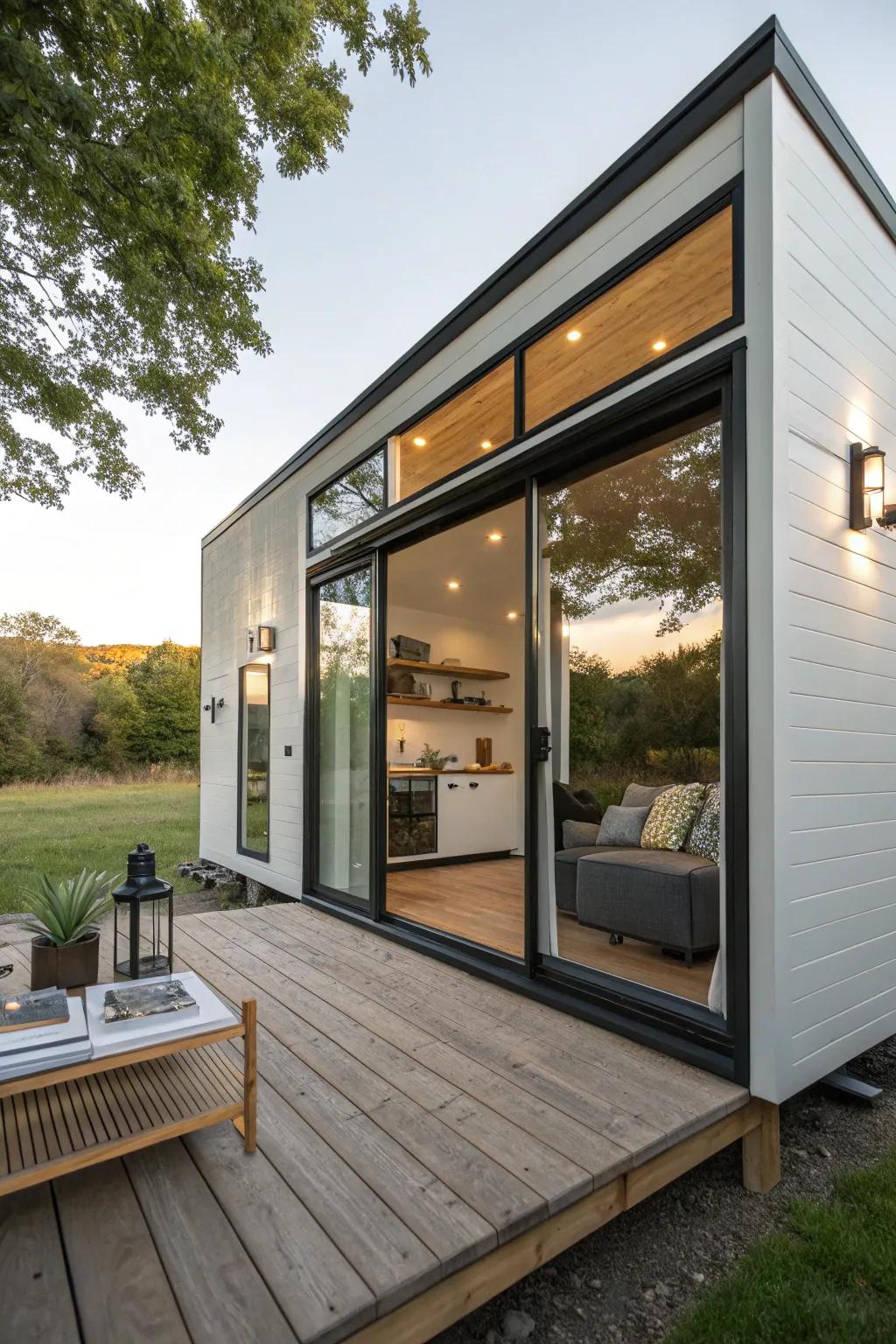 Sliding doors are a space-saving solution in compact small homes.