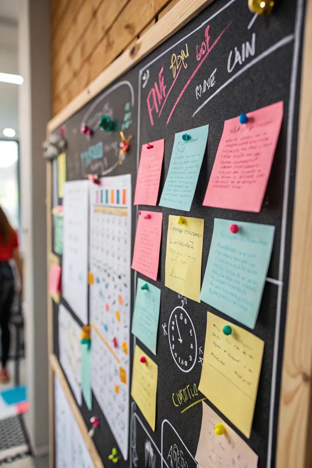 A chalkboard spot lets you get creative.