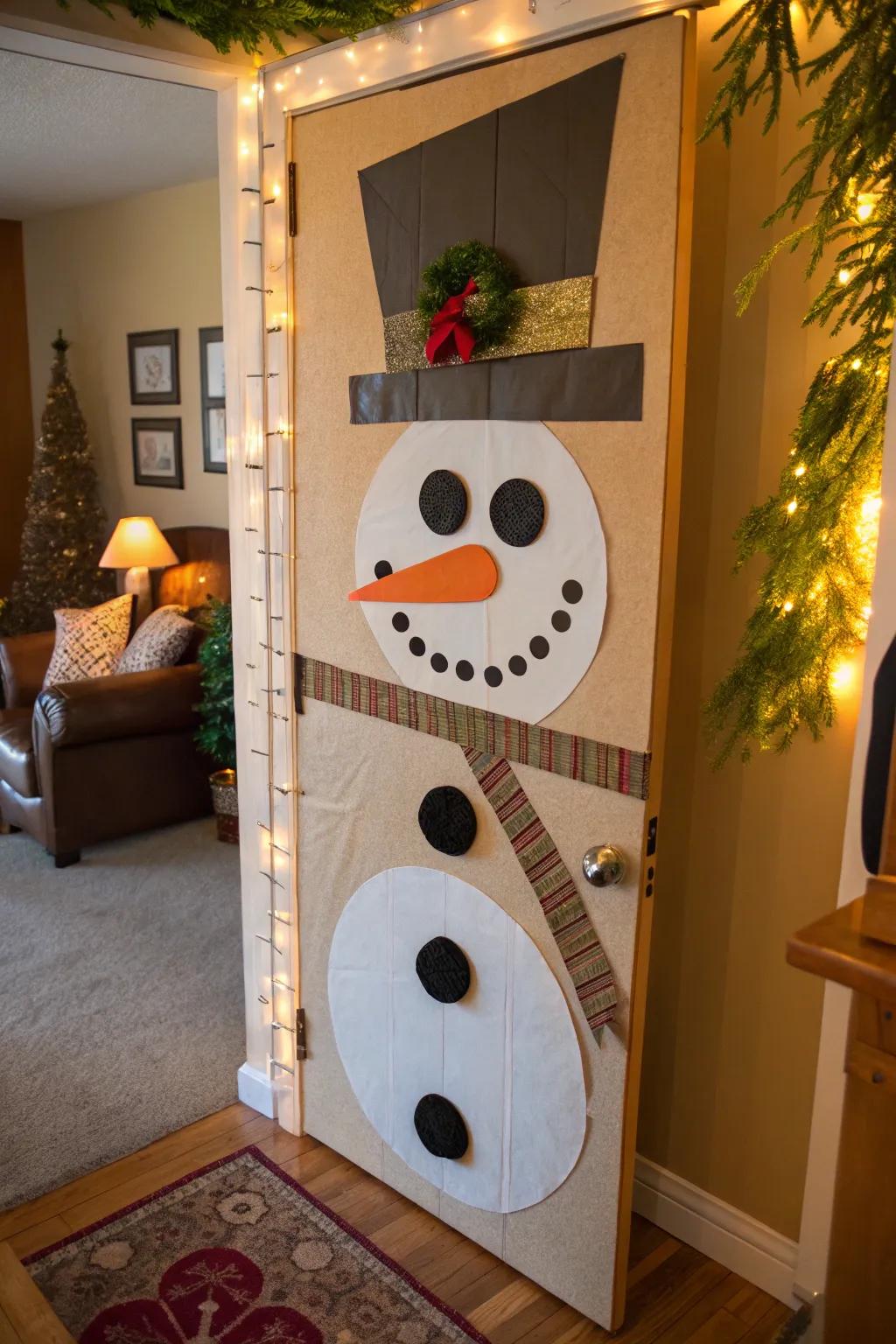 Eco-friendly materials offer a sustainable approach to your snowman door.