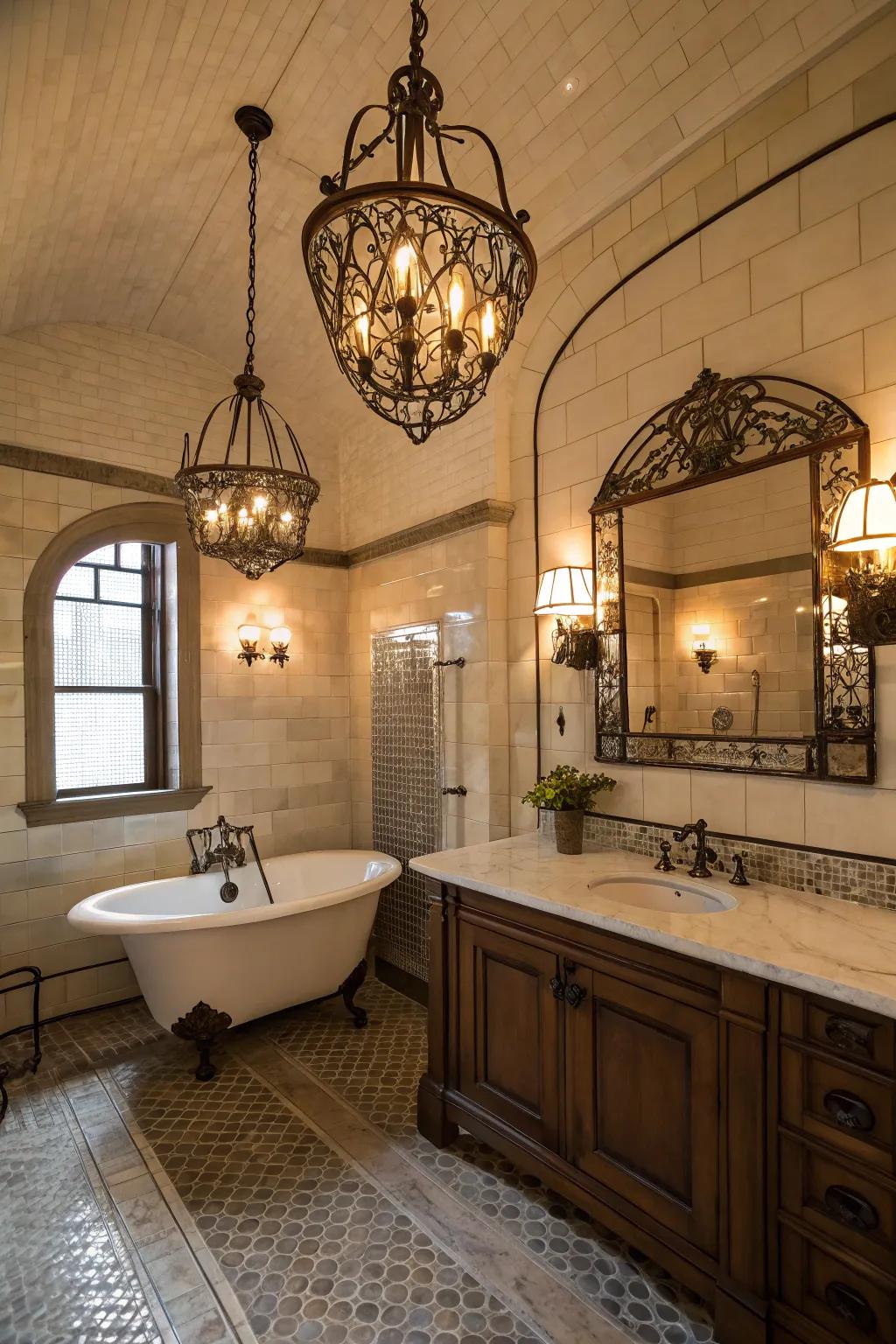 Retro light parts enhance the old-world ambiance.
