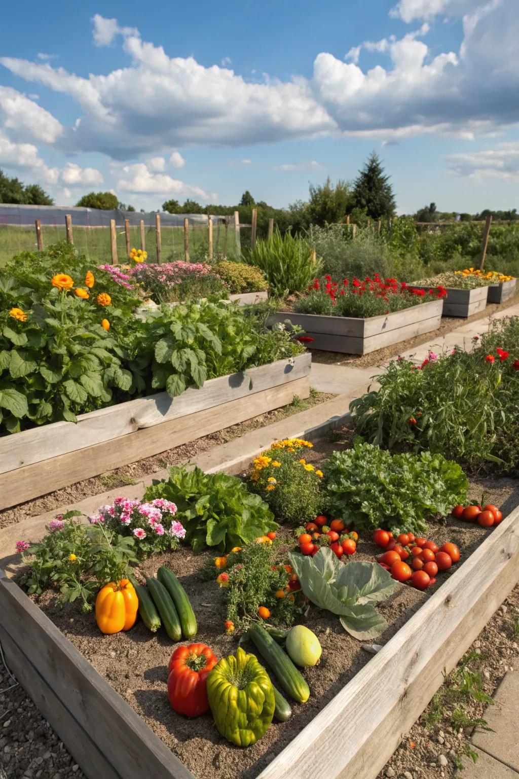 Elevated garden plots deliver effortless access and exceptional plant maturation conditions.