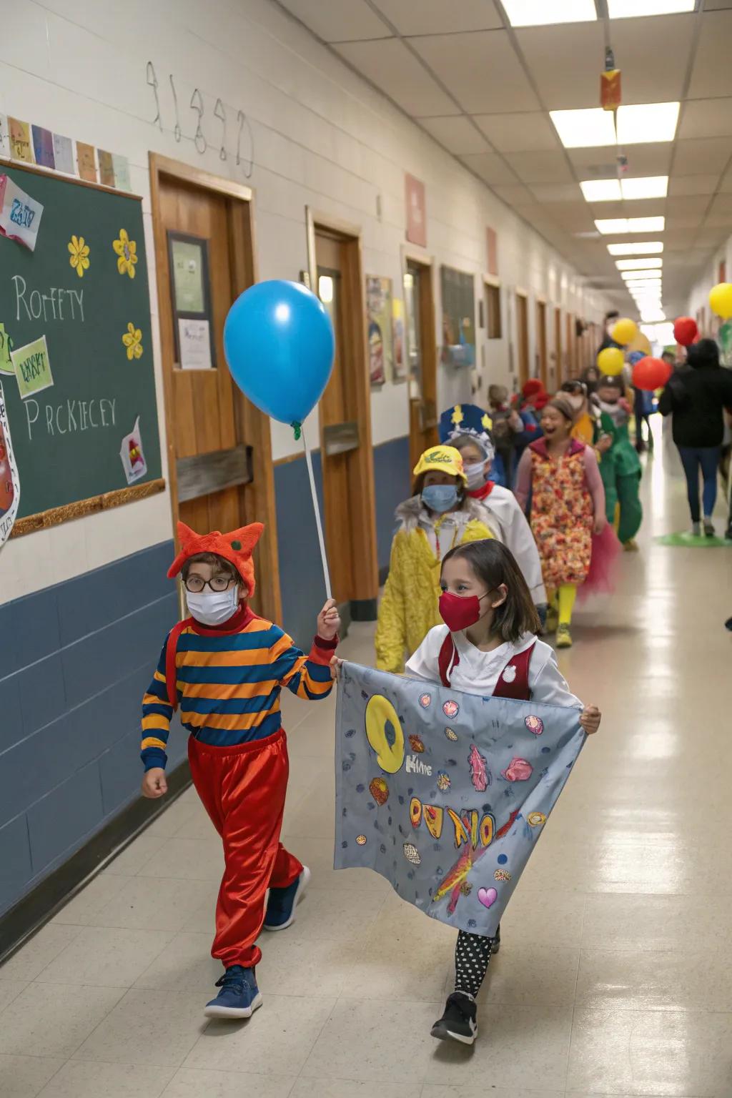 Celebrating tales using a character procession