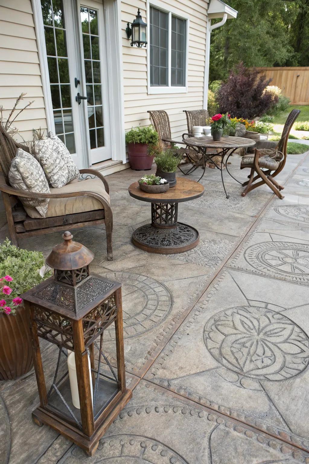 Aged finishes impart this deck with a timeless, classic sensation.