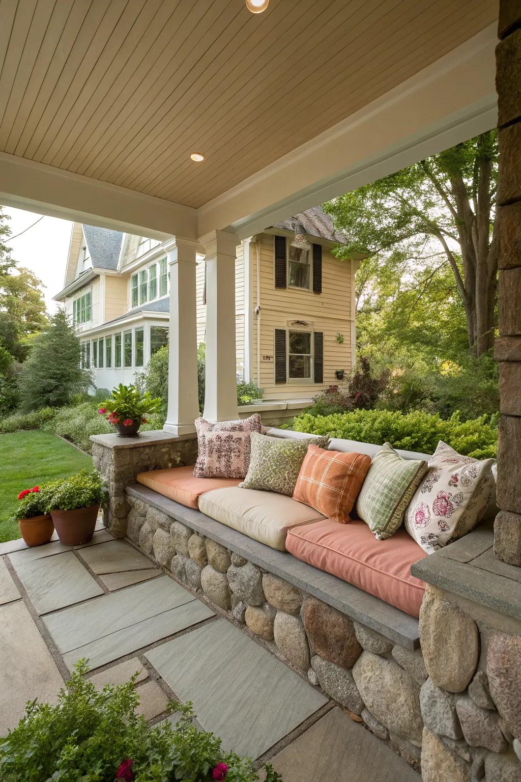 Rock seating built-ins deliver sturdy comfort.