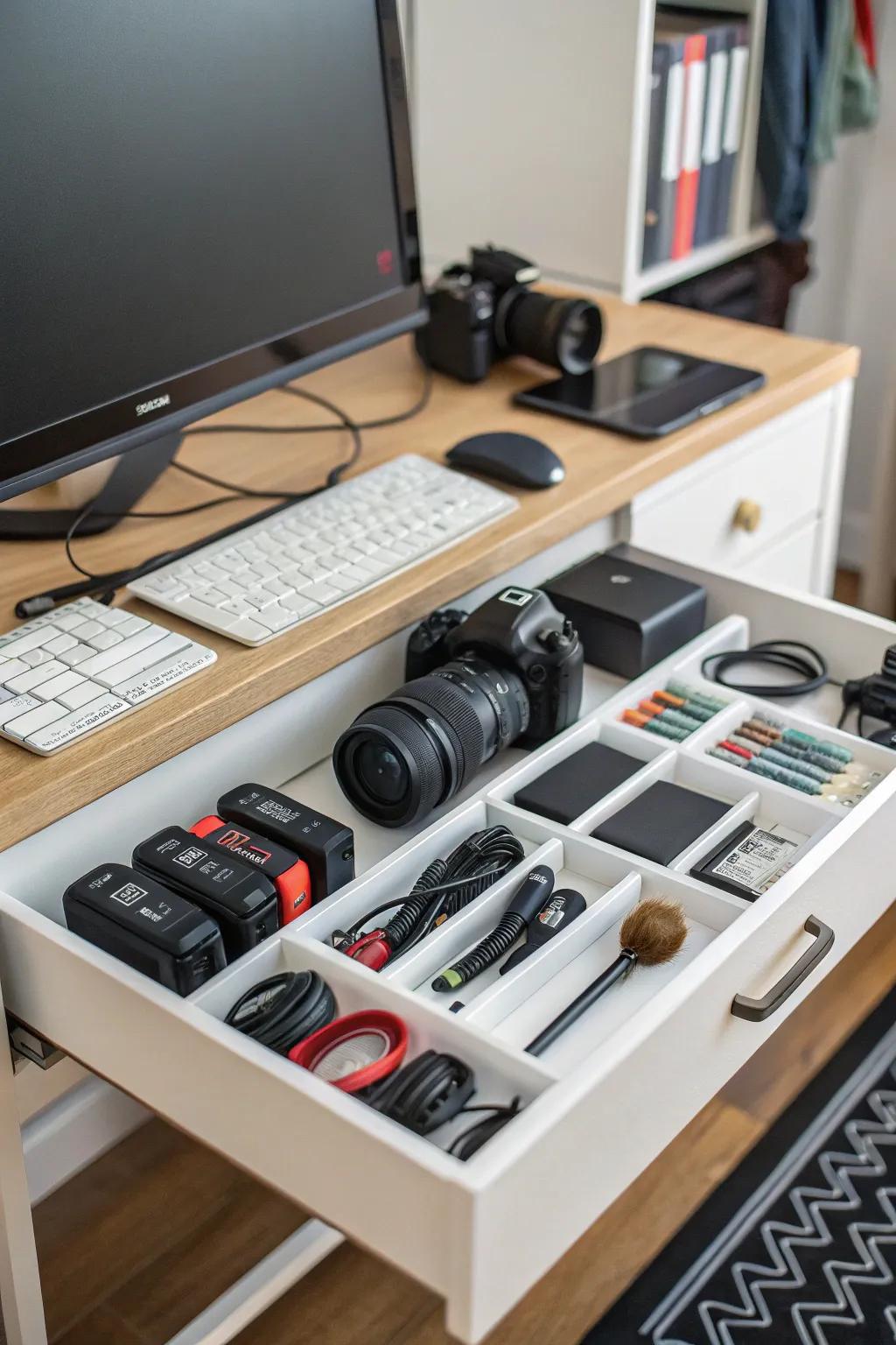 Quickly grab accessories out of a drawer.