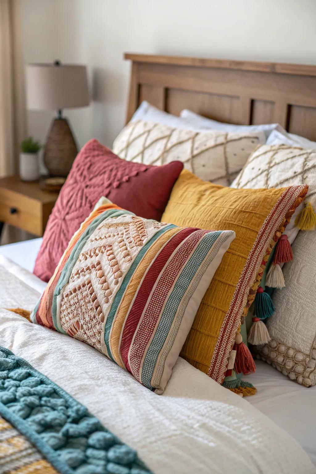 Renew your bed's look with accent throws.
