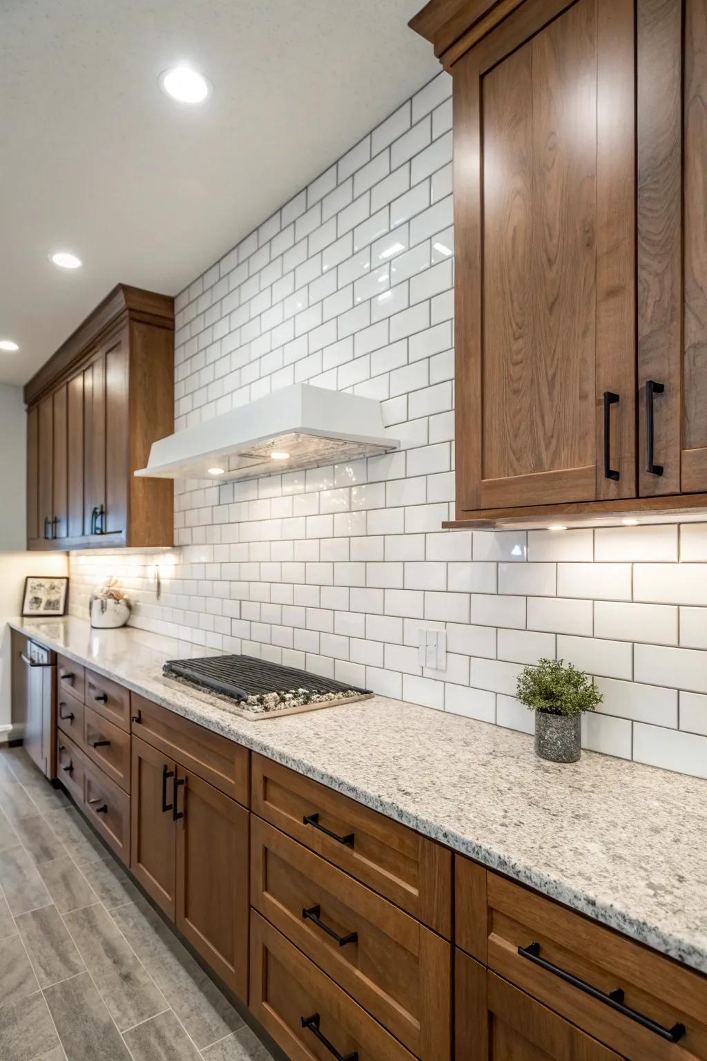 Craft drama with a complete wall of rectangular tiles.