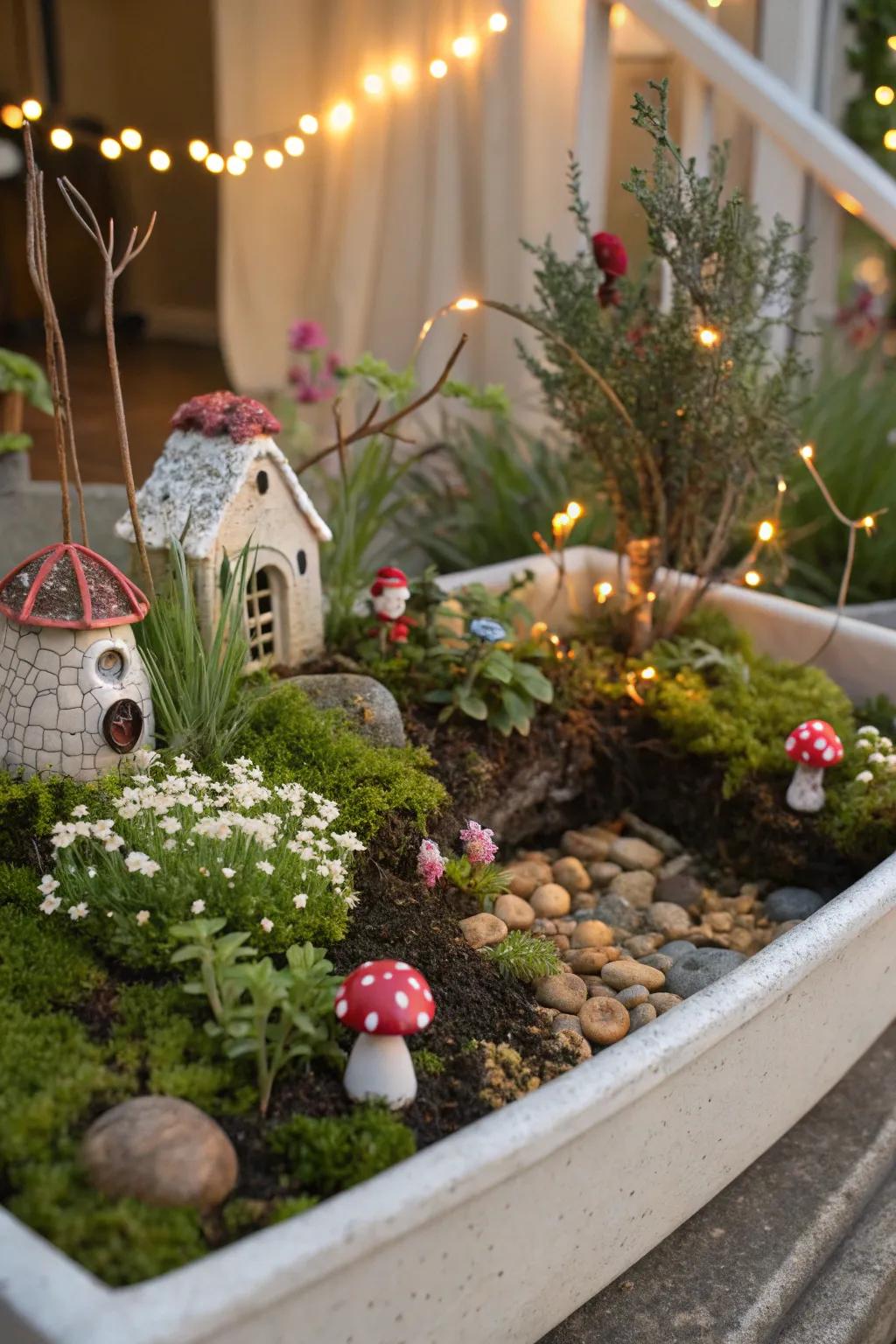 Fairy sanctuary exhibiting minuscule vegetation