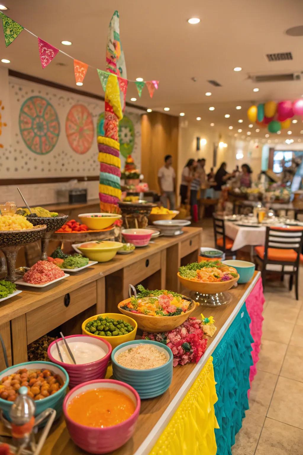 Colorful accents inject energy into your buffet.