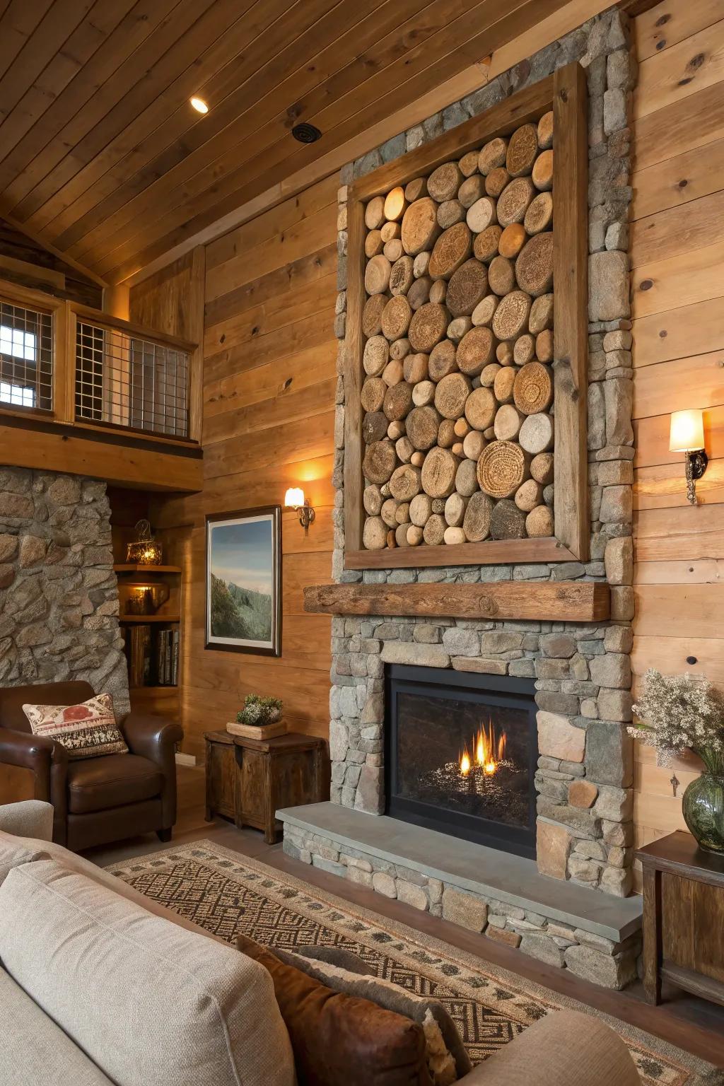 Natural materials in this texture art piece add old-world charm to the living space.