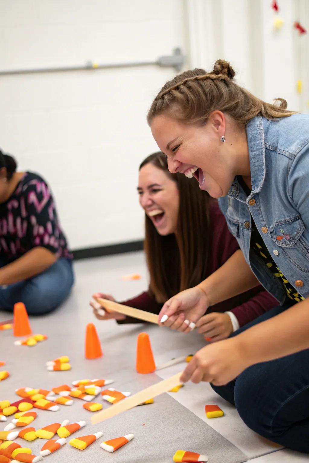 Skill and teamwork in the Please Pass the Goodies game.