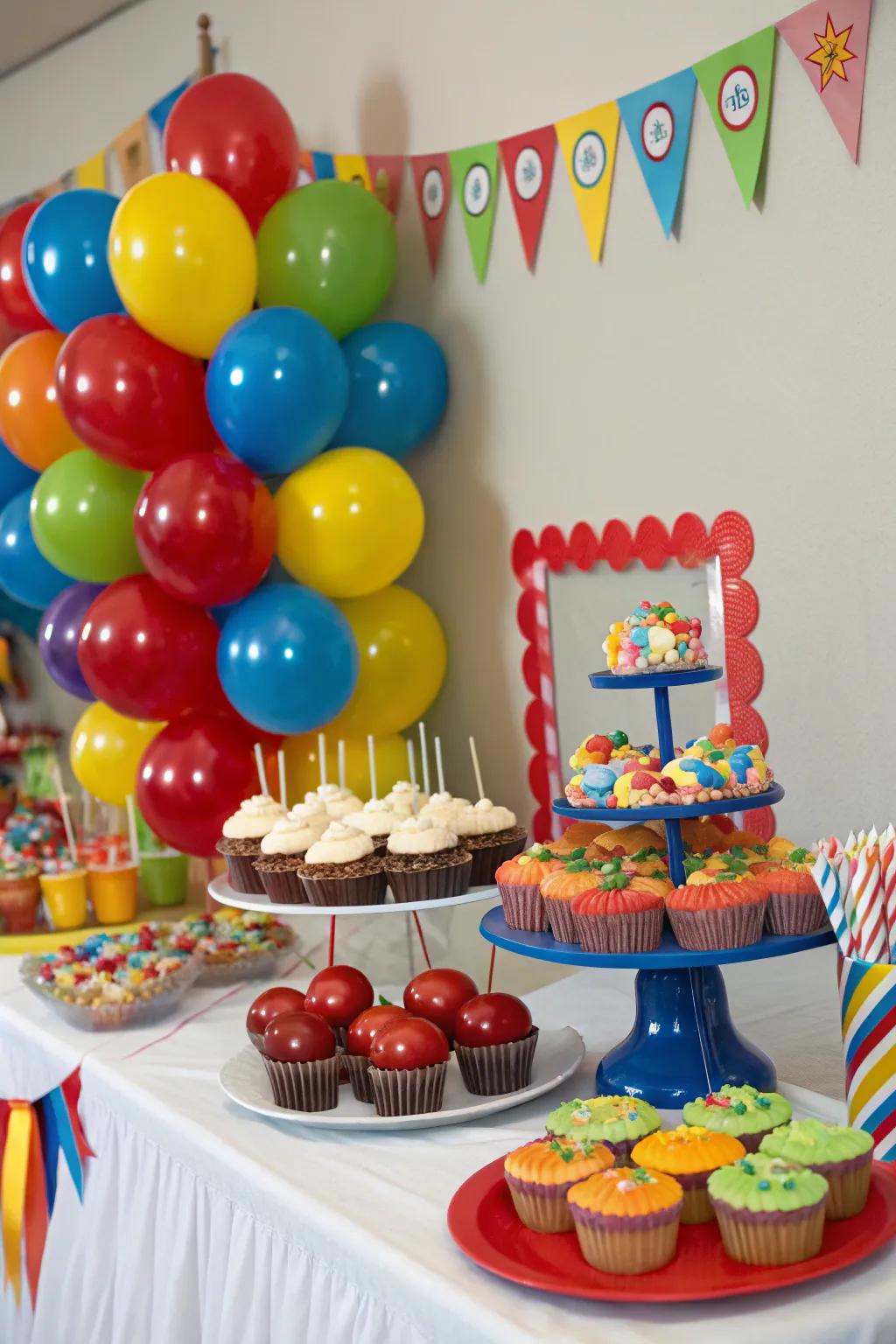 A themed sweet treat display is a saccharine attraction.