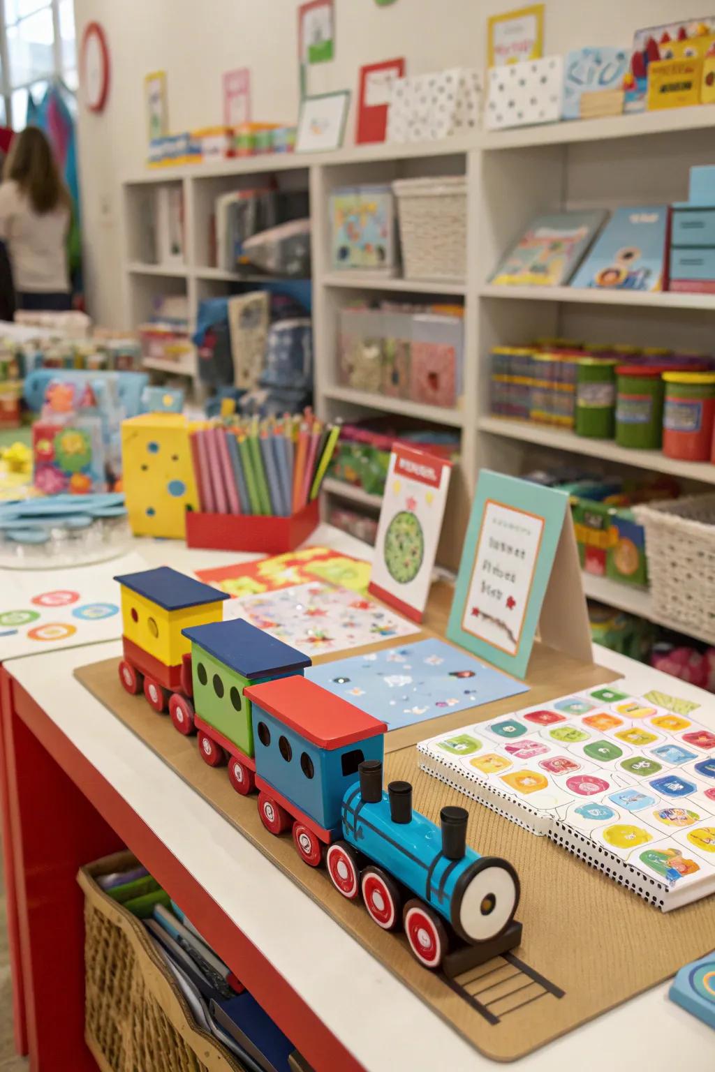 A do-it-yourself craft corner for creative locomotive projects.