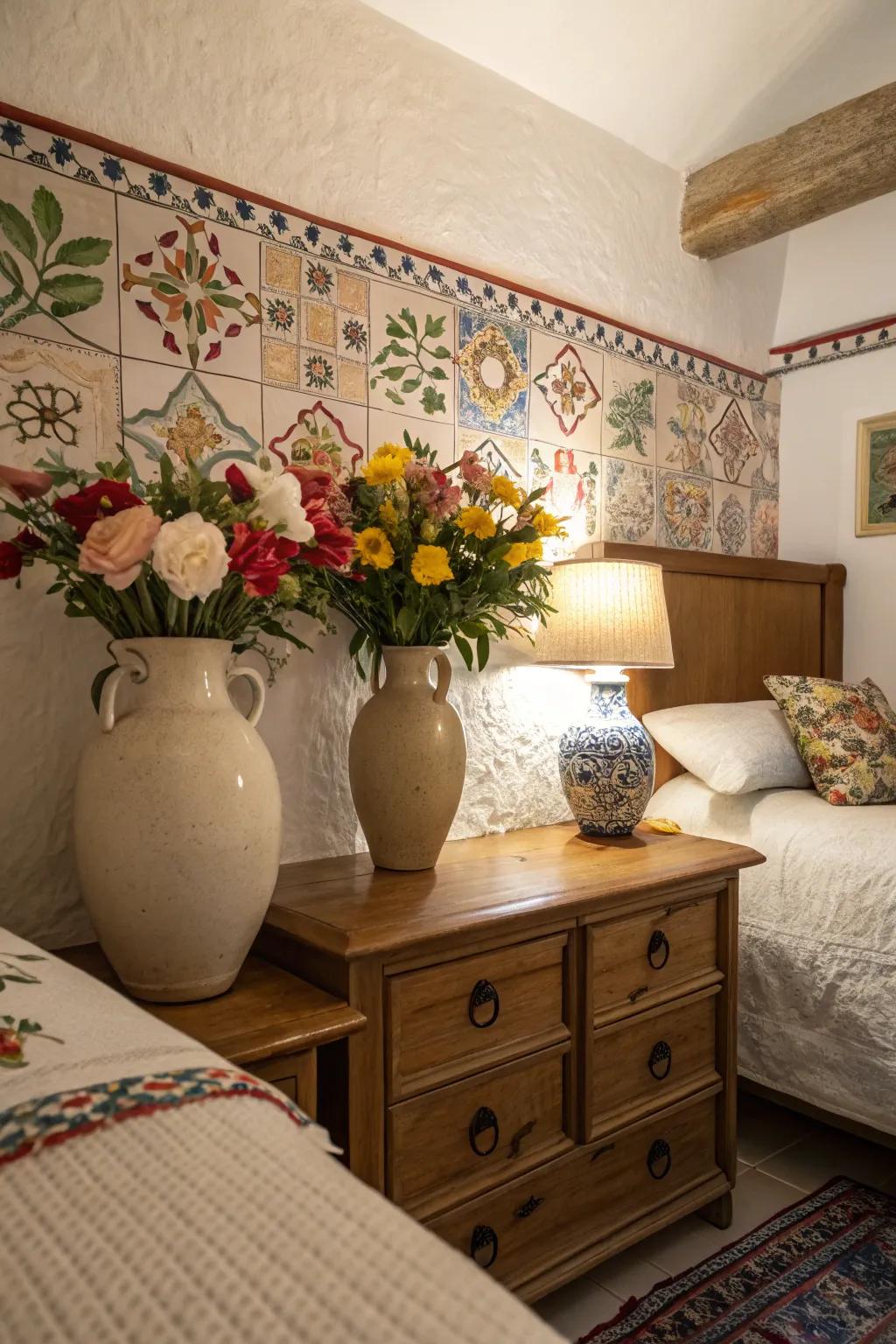 Ceramic accents inject color and artisanal charm into your décor.
