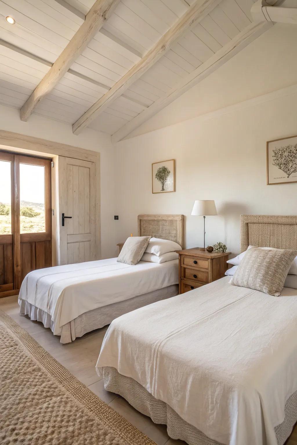 Keeping things simple creates a calm and spacious retreat with twin beds.