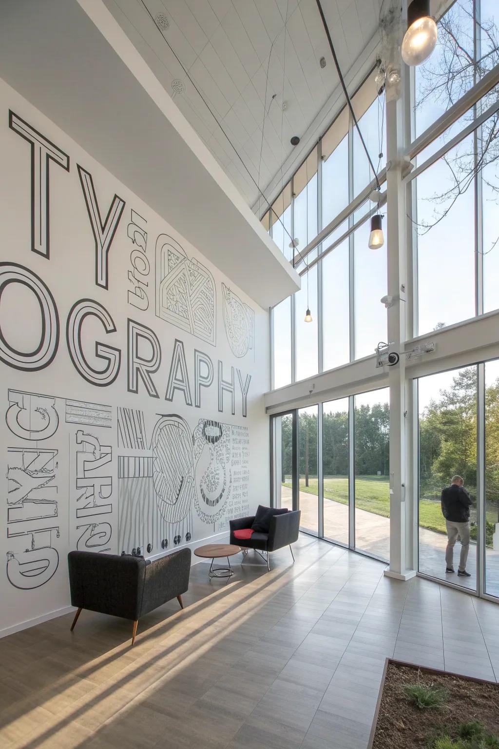 Outline fonts establish a discreet and sophisticated ambiance.