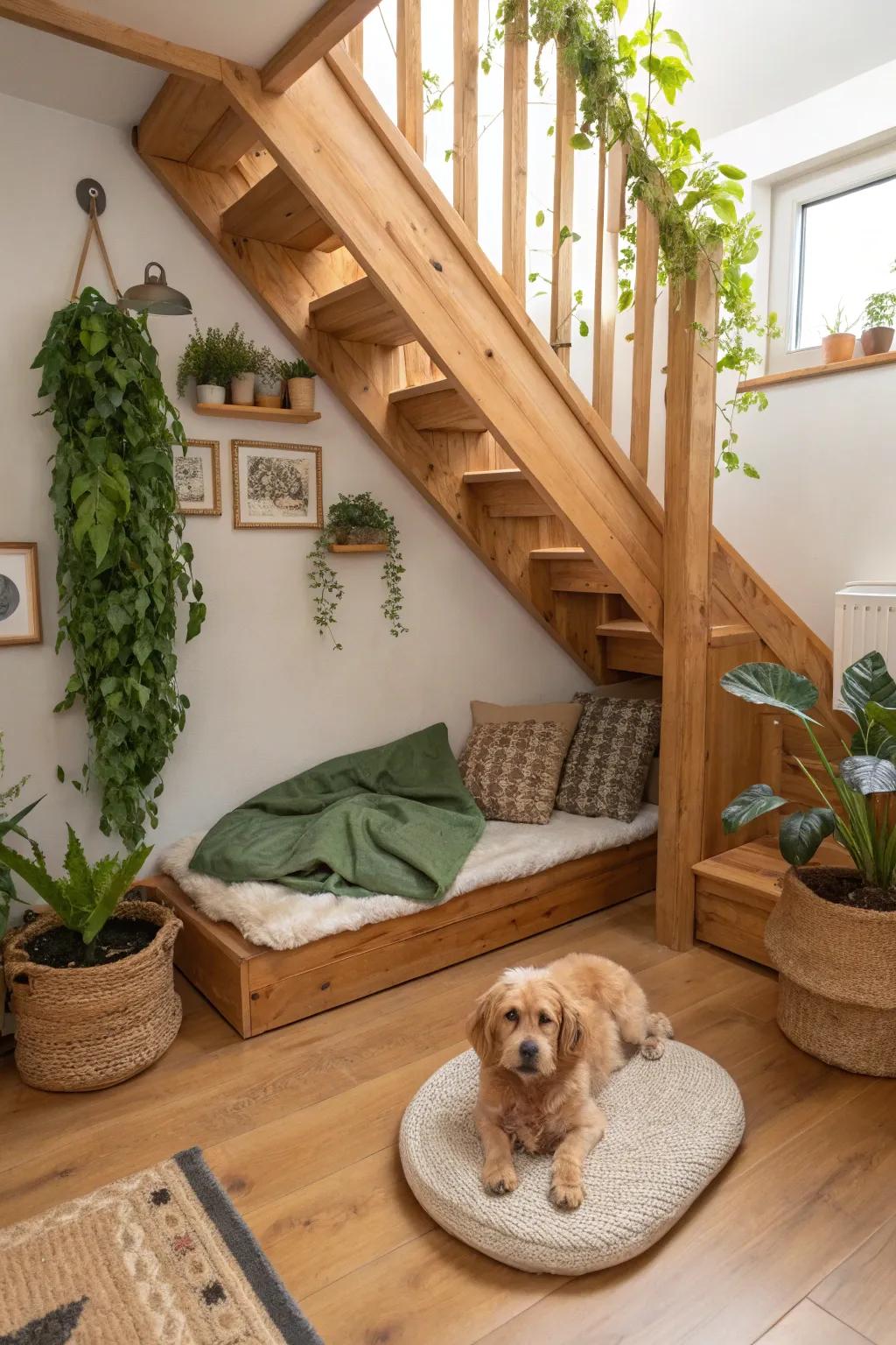 Eco-friendly elements can add sustainability to your pet’s space.