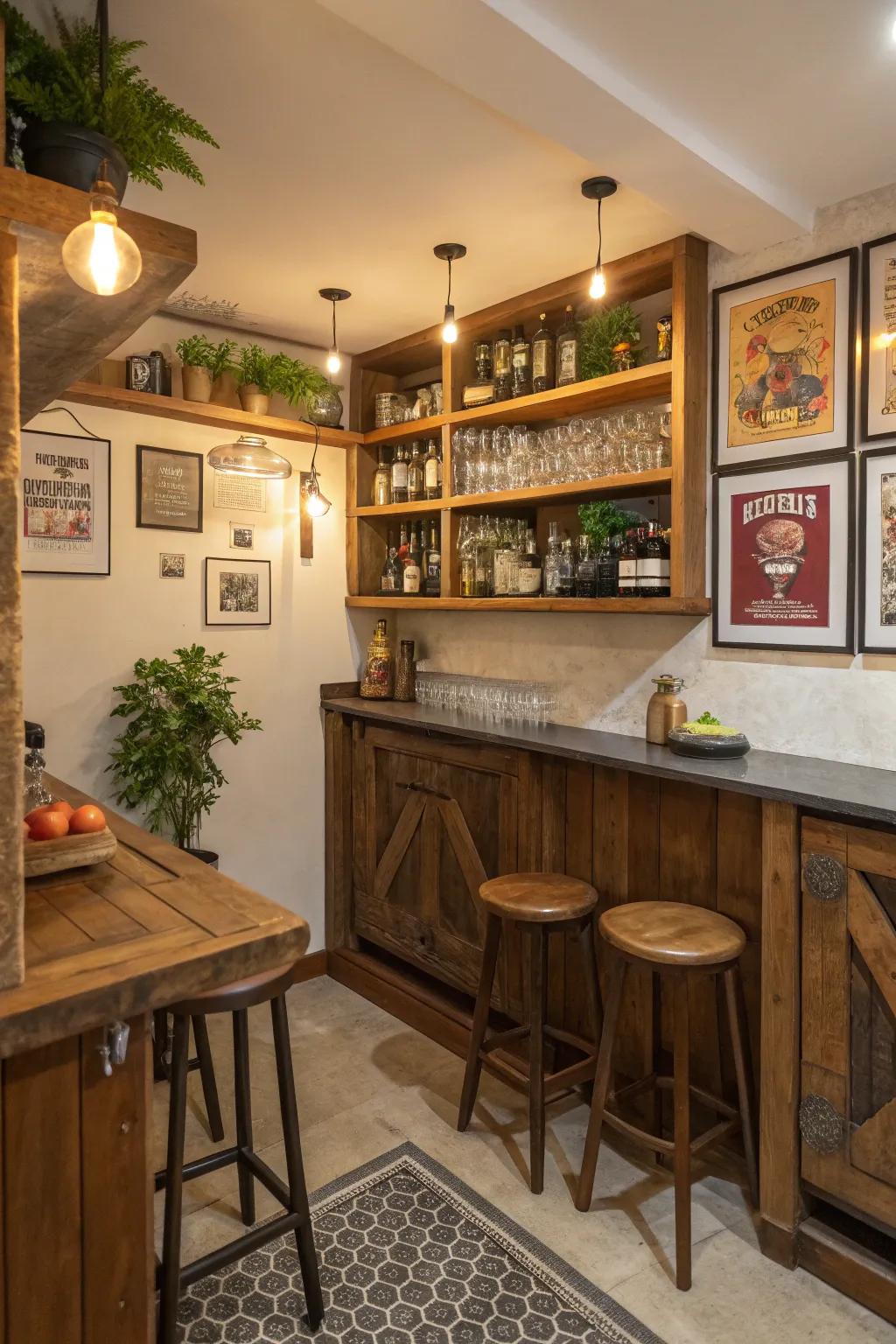 Even smaller spaces can be transformed into charming pub areas.