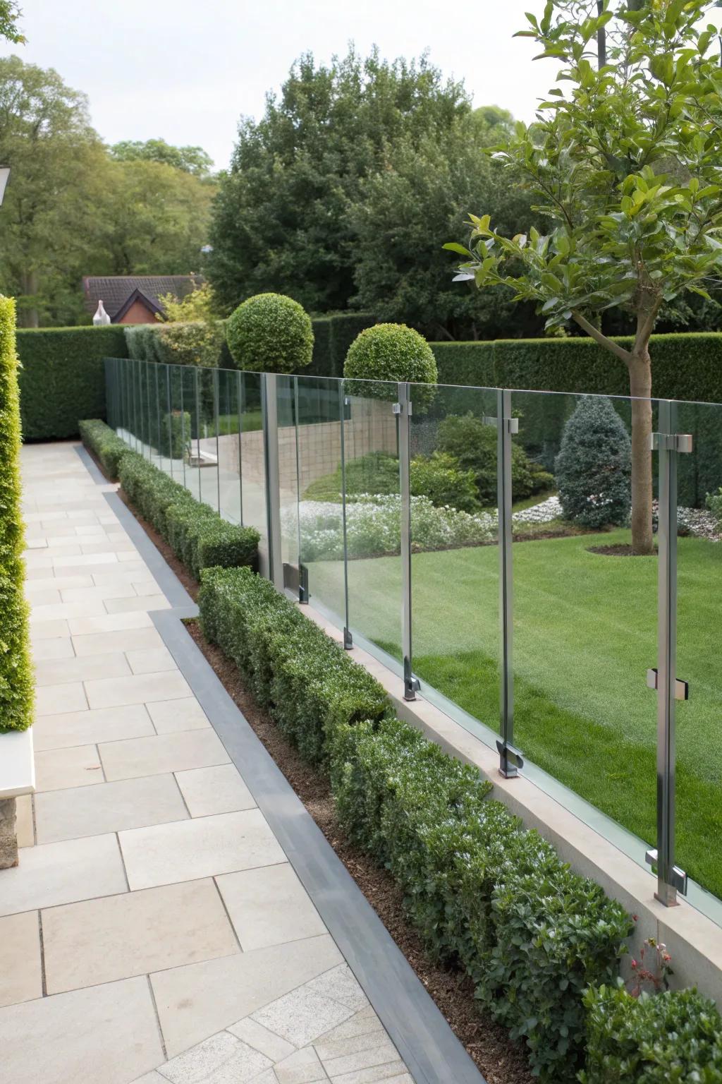 Glass panels give an open, airy feel.