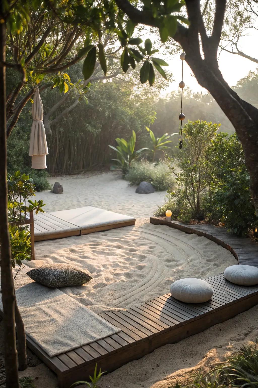 Find peace inside a sand-based quiet space.