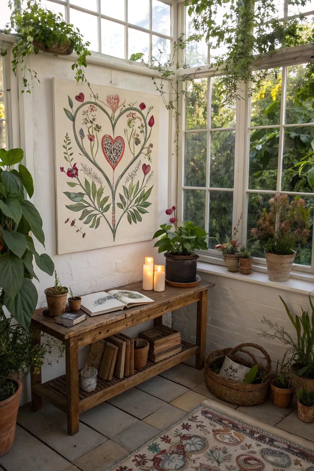 Nature-inspired heart artistry commemorates the elegance enveloping our existence.