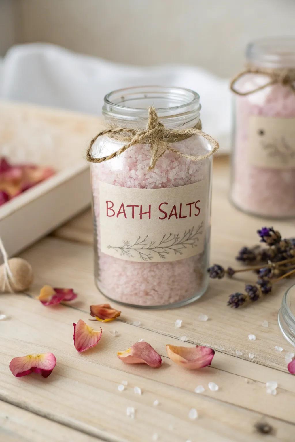 Transform bathing sessions into therapeutic encounters via these captivating Containers of Bathing Salt Bliss&mdash;an exemplary Valentine's offering articulating affection and repose.