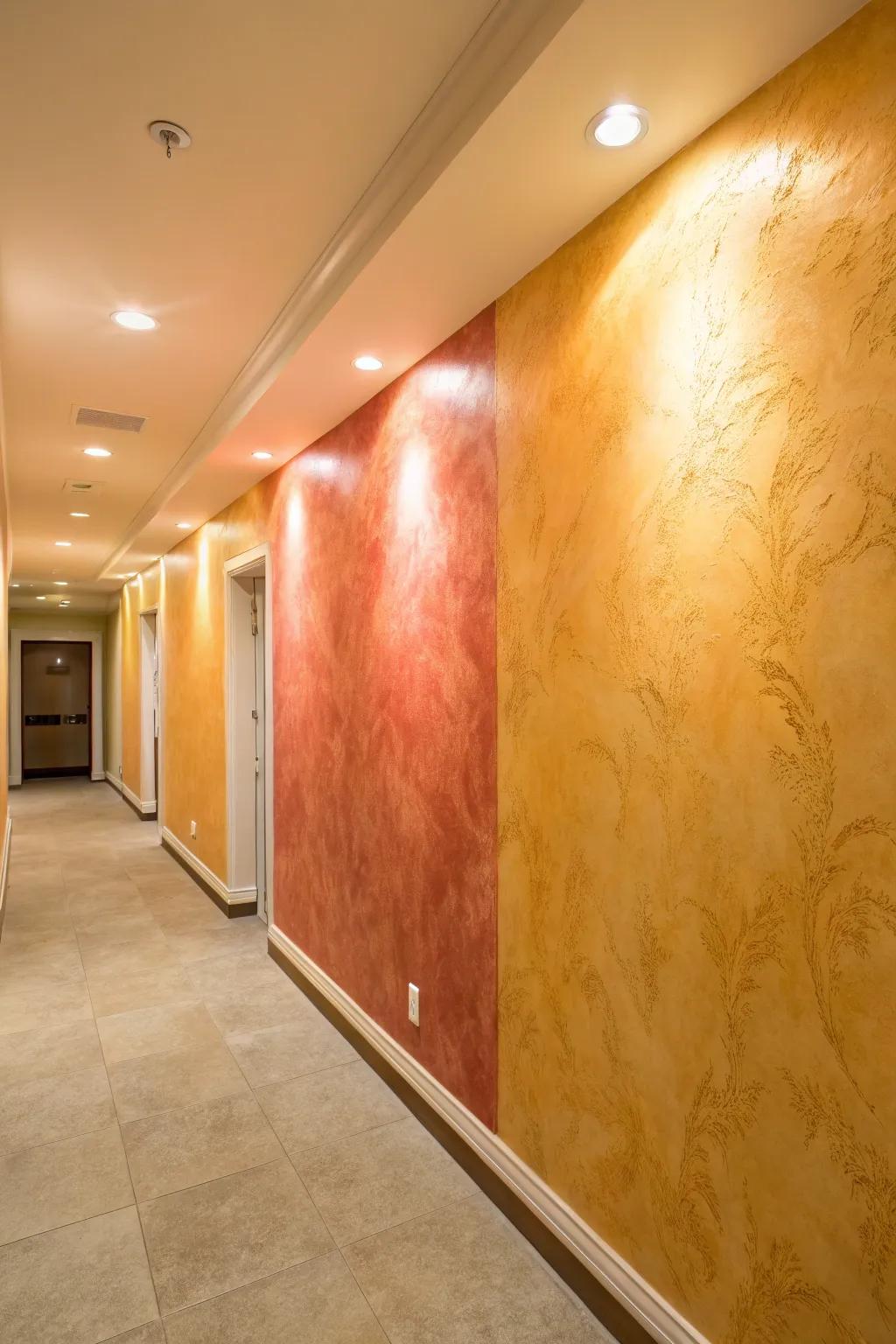 Make a bold impression through a plaster feature wall in your corridor.