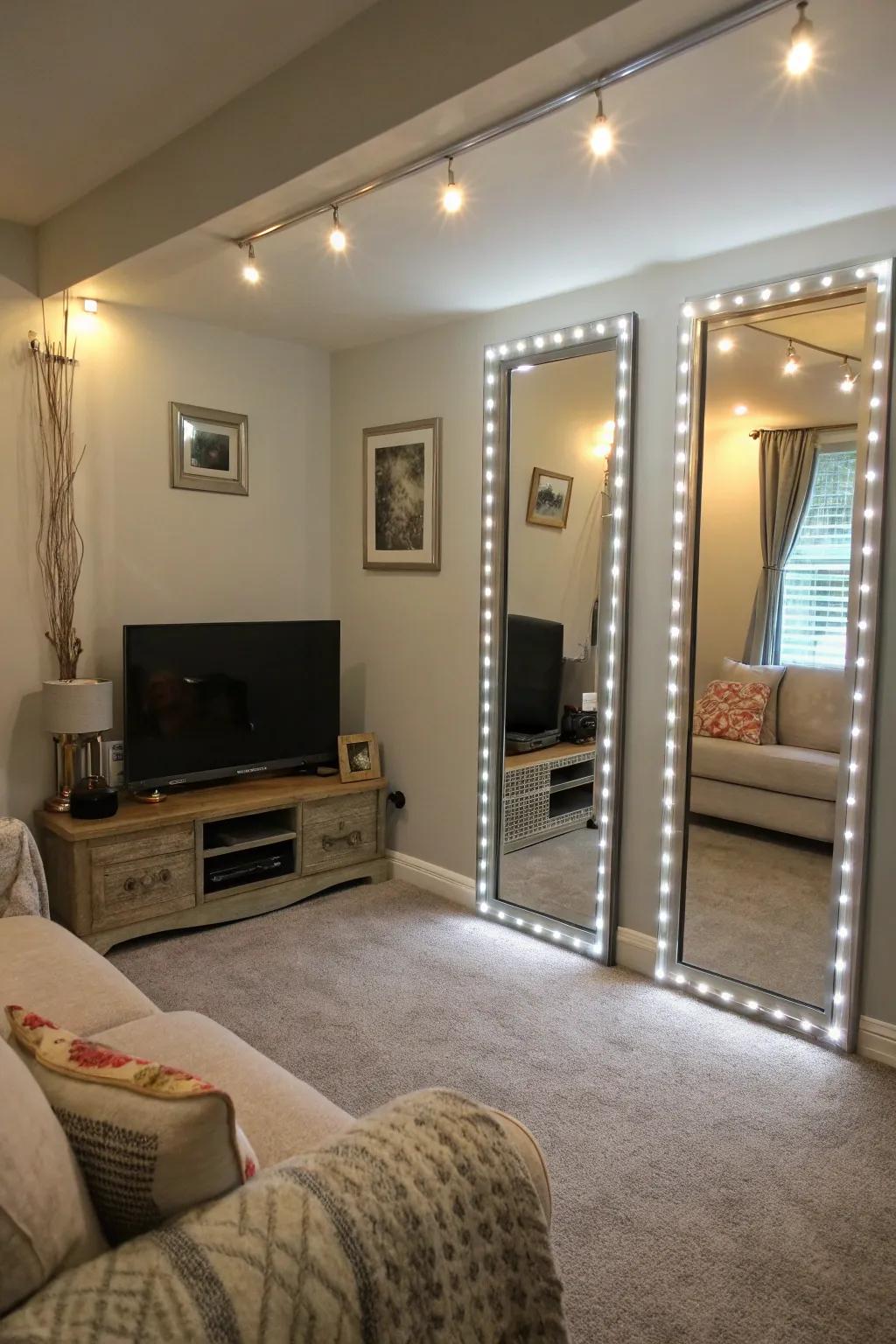 Mirrors conjure the illusion of a more expansive, radiant space