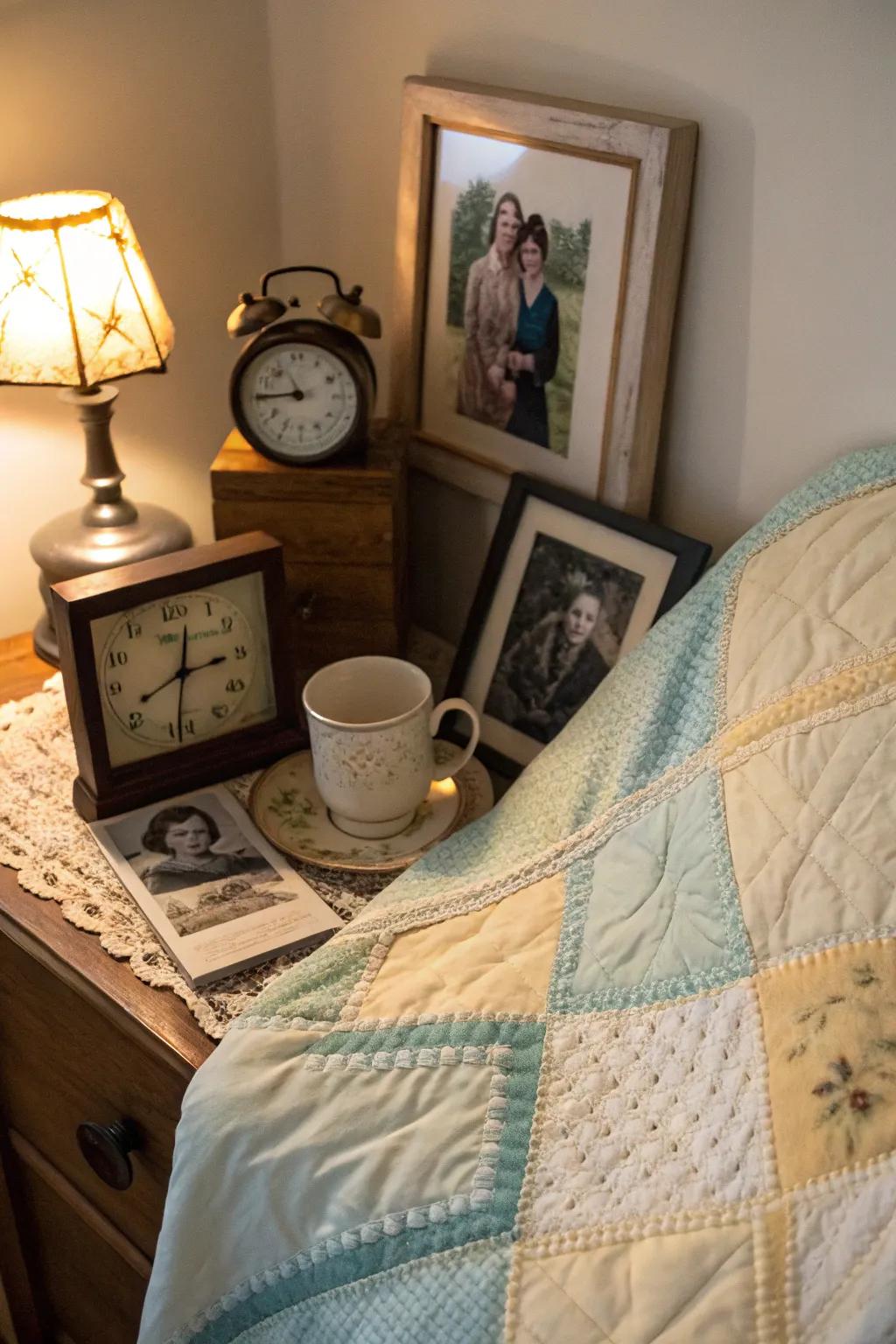 Personal family items introduce unique nostalgia.