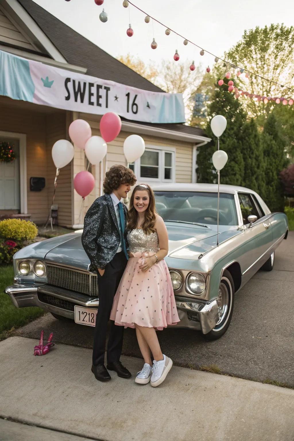 A stunning classic car serving as a memorable photo backdrop.