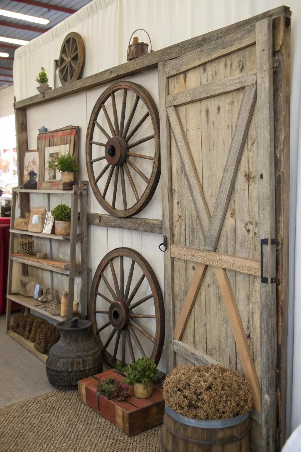 This tiered decor brings complexness and depth to the country-style wall display.