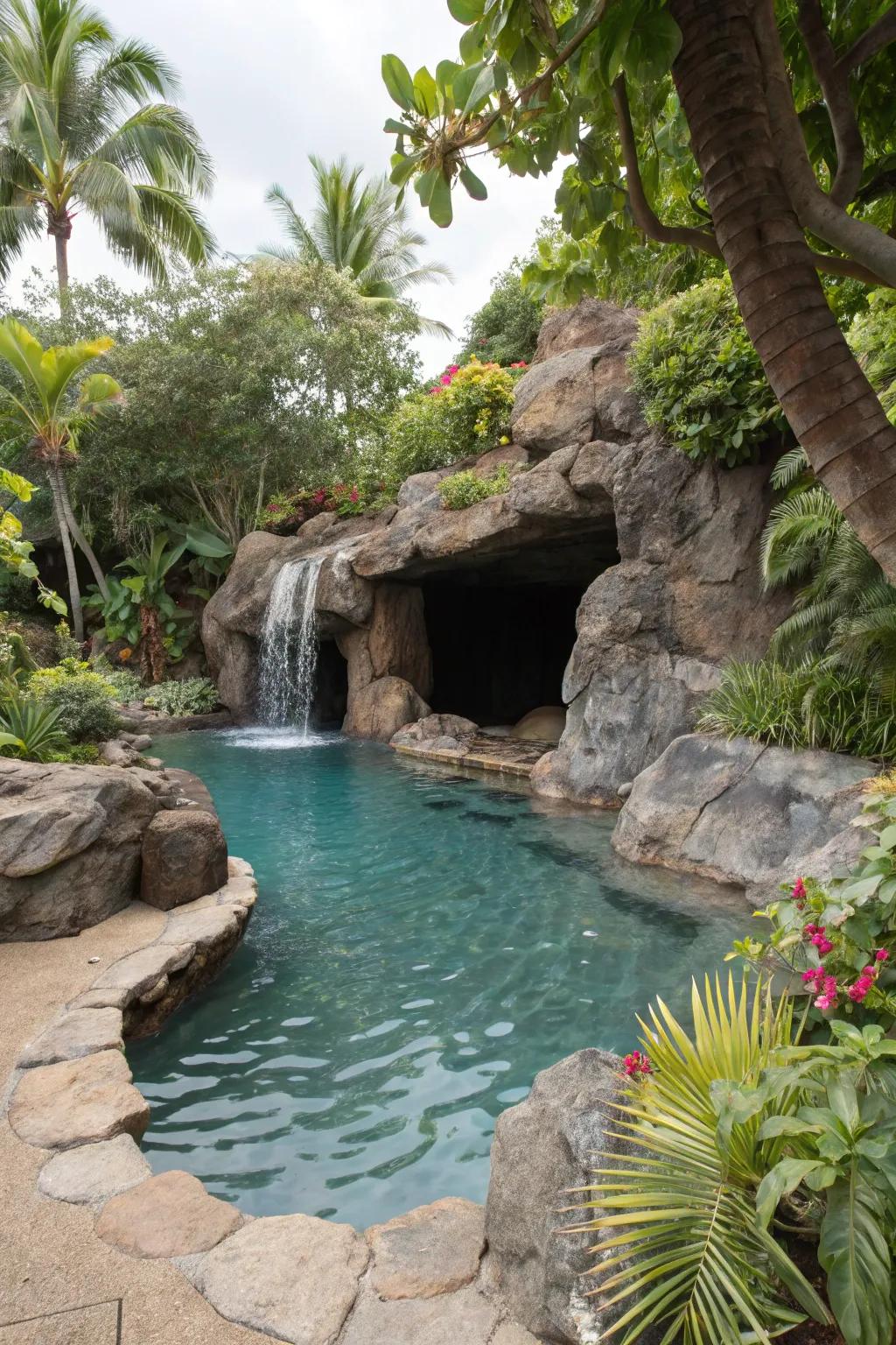 Hidden grottos provide a personal sanctuary within your pool area.