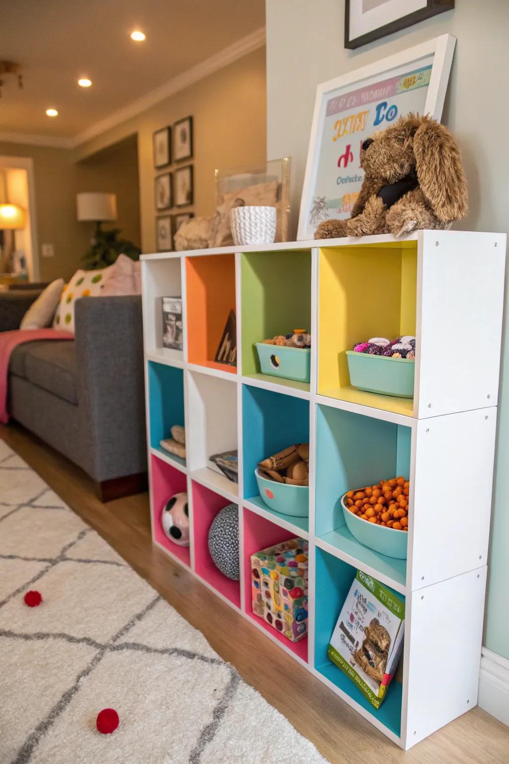 Arrange your pet's necessities through a dedicated cube corner.