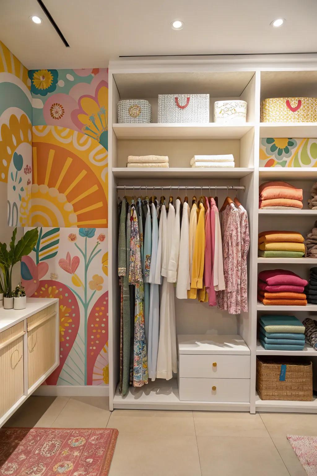 A stroke of color inside a wardrobe adds personality and surprise.