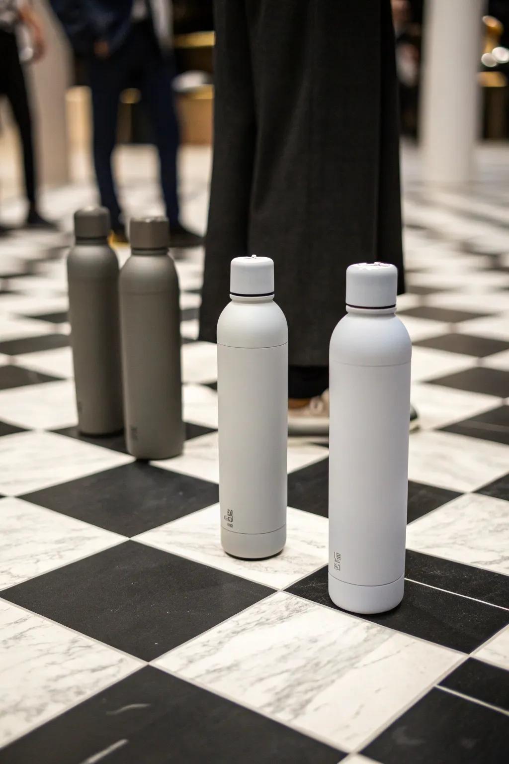 Monochrome hydration container aesthetics for timeless elegance.
