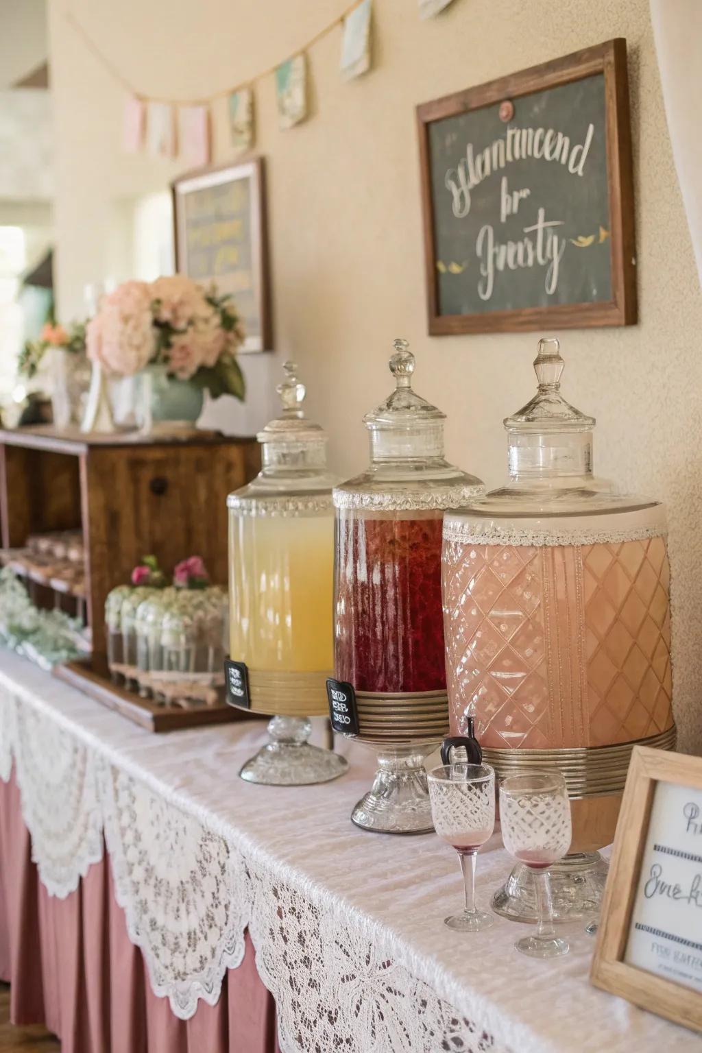 A classic drink station provides charm and refreshment.